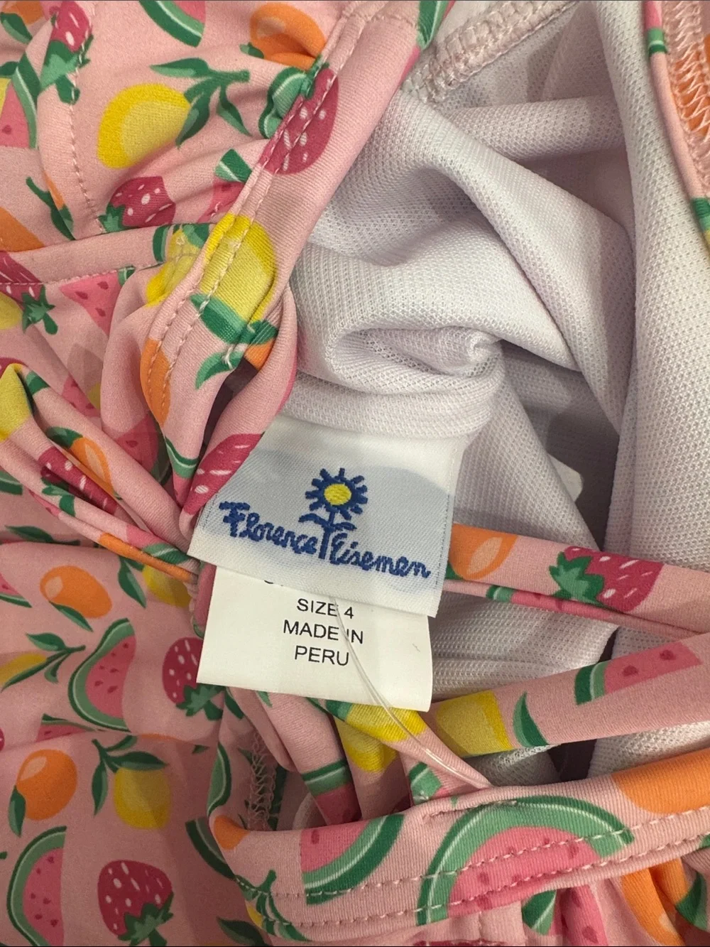 NWT Florence Eiseman Fruit Print Swimsuit with Ruffles Size 4